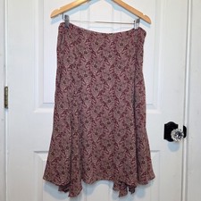 Vtg 90s Y2k Skirt Flowy Floral Print Garden Fairy Cottagecore Feminine 14 Pink