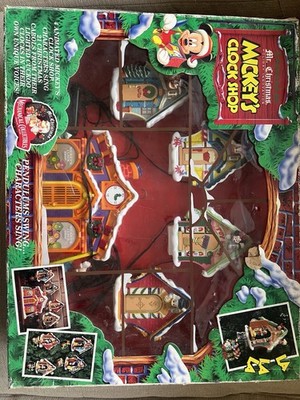 Mr Christmas Mickey's Clock Shop Vintage 1993 Musical Animated Decor 21 Carols