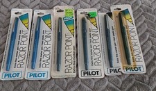 Razor Point Extra Fine Vtg Pilot Pens Lot Of 6 Blue Black Ink Unopened But 1