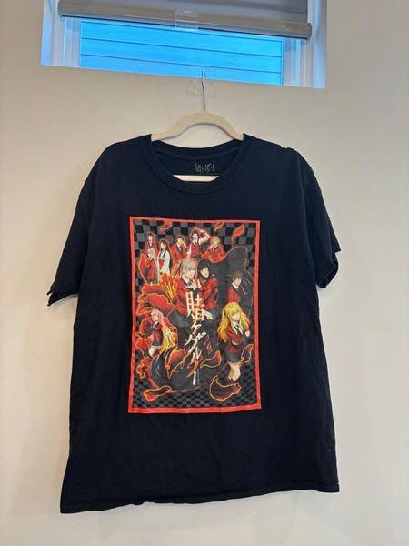 Unisex Kakegurui Anime Graphic Tee Black Red Size L relaxed #n84