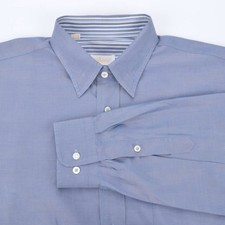 BRIONI Solid Blue 100 Cotton Mens Casual Dress Shirt - XL