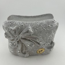 VTG Berger White Iridescent Pearl Rhinestone Napkin Letter Holder Wedding Italy