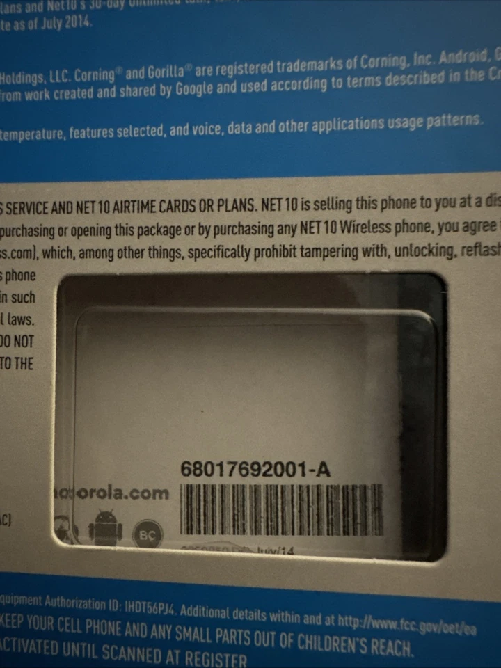 Net10 Wireless Unlimited Talk, Text, And Data Motorola moto-e Android Phone New. - Image 3 of 4