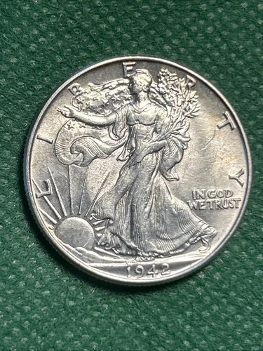1942 50c Walking Liberty Half Dollar Uncirculated BU  90% Silver FREE Shipping