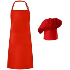 Chef Apron Hat Set, Chef Hat and Kitchen Adult Adjustable Baker Costume Apron...