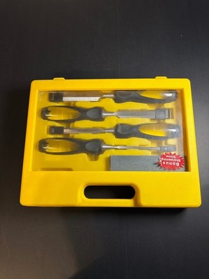 Tool Shop Wood Chisel Set 4pc 1/4 1/2 3/4 1  w/ Case & Sharpening Stone