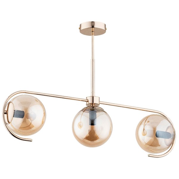 Deckenlampe 3-Flammig Glas Gold Bernstein E14 H:47 Cm Deckenleuchte Schlafzimmer-image