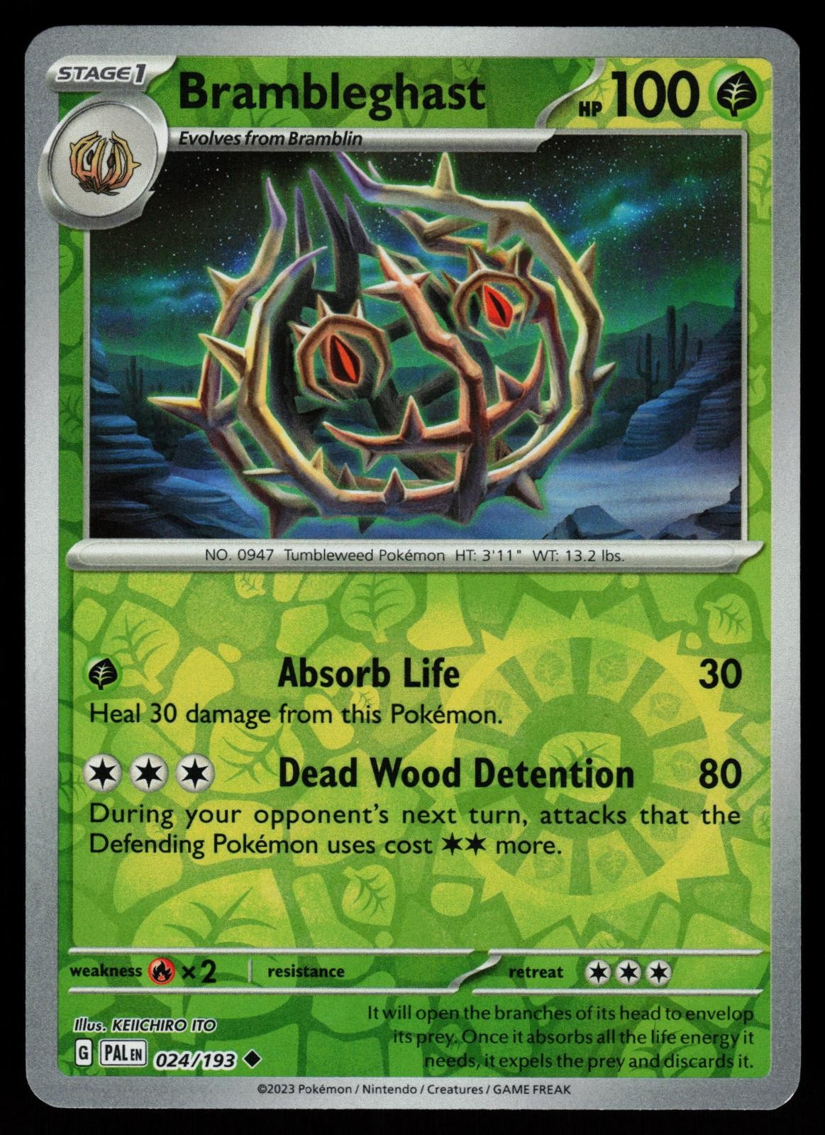 Brambleghast 024/193 Uncommon Paldea Evolved Pokemon Reverse Holo Near Mint