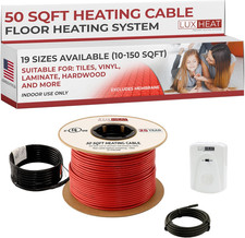 50Sqft Floor Heating Cable Kit - 120V Floor Heating System under Tile, Vinyl, La