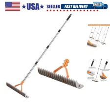 62" Adjustable Thatch Rake - 19-Tine Lawn Dethatcher with Nickel Steel Tines,...