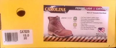 Size 13 2E - Carolina  Men's 6'' Domestic Moc Toe Work Boots CA7029  Made in USA