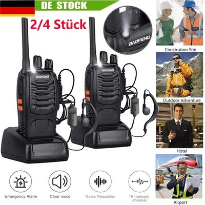 Baofeng BF-888S Walkie Talkie Handfunkgerät mit Headset UHF Sprechfunkgeräte *&