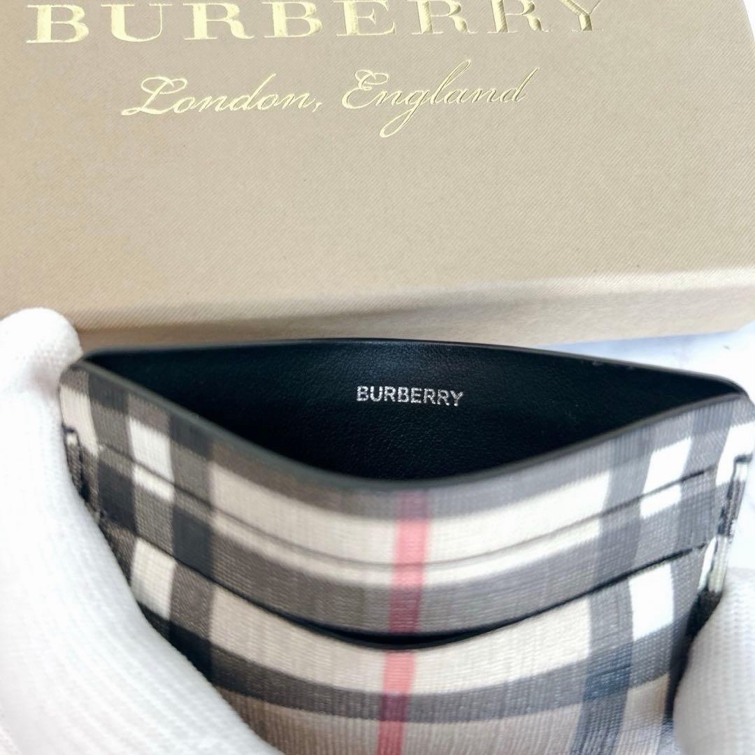 BURBERRY CANVAS LEATHER CHECK CARD CASE WALLET RARE W BOX image 7