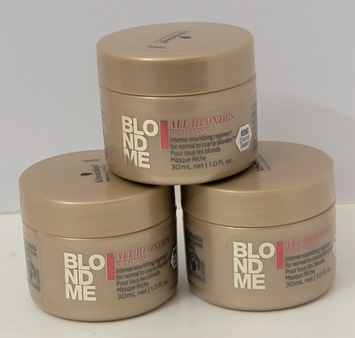 3 pk SCHWARZKOPF BLONDME ALL BLONDES RICH MASK 1.0 FL OZ Intense Nourishing