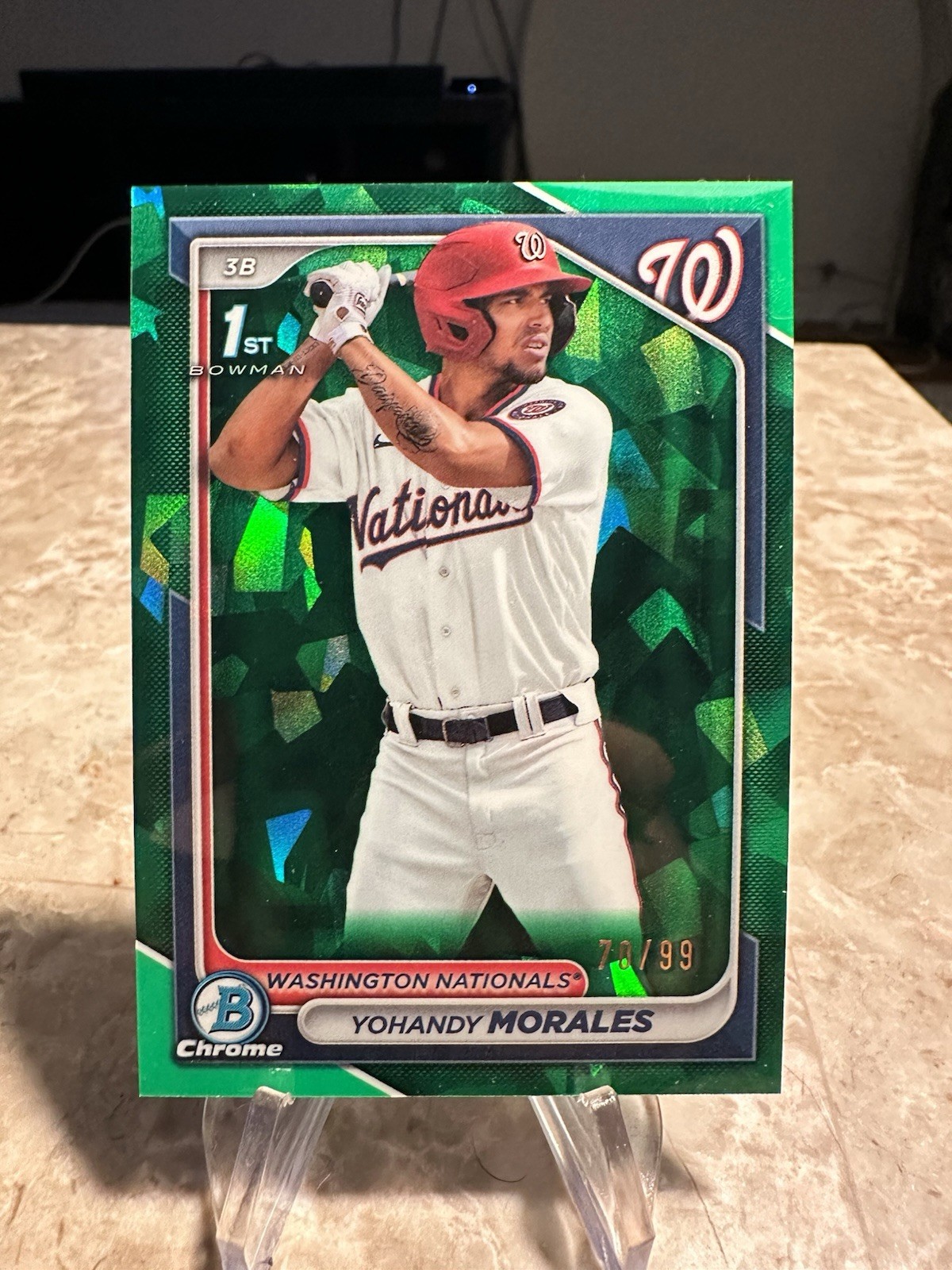 Yohandy Morales 2024 Bowman Chrome 1st Sapphire Green Refractor /99 Nationals