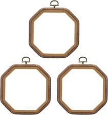 6x6inch Embroidery Hoops, 3Pieces Imitated Wood Octagonal Frame Cross Stitch