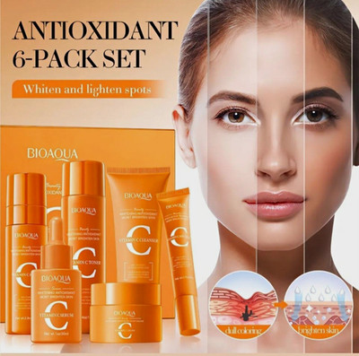 BIOAQUA Vitamin C Brightening Face Skin Care Set Cleanser Toner Serum Moist