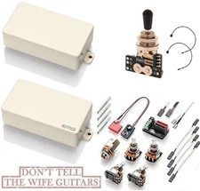 EMG 81 + 60 IVORY ACTIVE HUMBUCKER PICKUP SET SHORT SHAFT POTS + TOGGLE SWITCH