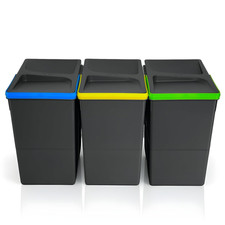 Contenitori Raccolta Differenziata, 3X20L, Pattumiera Da Cassetto, Antracite, Sa