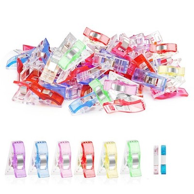Premium Plastic Clips, Multipurpose Sewing Clips , 50 Pcs Clips, Add Two Rulers