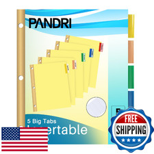 Binder Divider, PANDRI 200 Pack Binder Index Dividers with 5 Insertable Multicol