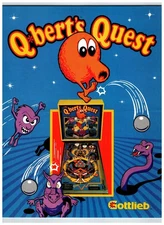 Gottlieb Q*bert's Quest Pinball Machine Promo Original Flyer 1983 Vintage