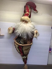 Santa Claus Christmas  Stocking Wall Pocket Decor Baroque Rococo Holiday 36”X13”