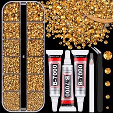 Gold Flatback Resin Rhinestones DIY Kit With B7000 Glue For Tumblers