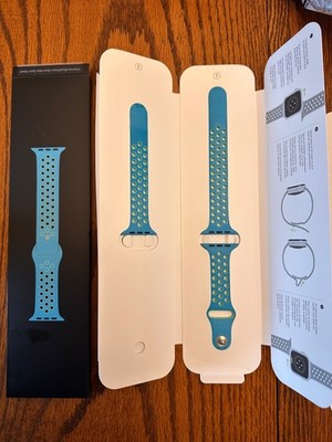 Apple Nike Sport Band for Apple Watch 44mm Chlorine Blue/Green Glow - Used w/box