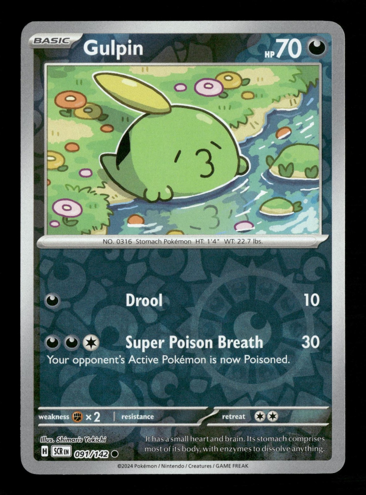 Gulpin Stellar Crown 91/142 Pokemon Reverse Holo Near Mint Shimaris Yukichi