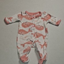 Carter's Girls 0-3 Months Pink Whale Print Bodysuit
