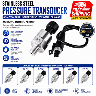 #ad #ad 30 500 PSI Pressure Transducer Sensor 5V 1 8NPT for Fuel Oil Air Water $17.00