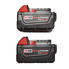 Milwaukee M18 REDLITHIUM XC 5.0Ah 18V Battery Pack - 2-Pack for Power Tools