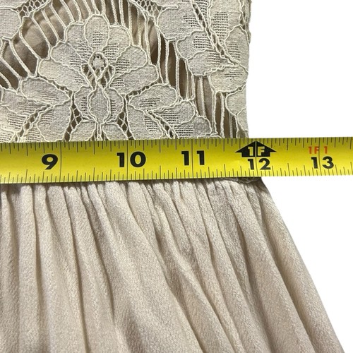 Mia Joy Macy Maxi Tiered Dress Sz 10 Cream Beige Flutter Lace Sleeve Bodice Boho - Picture 9 of 9