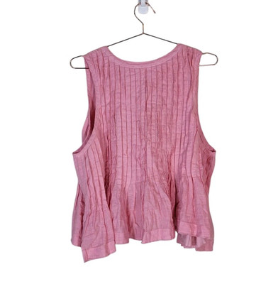 New By Anthropologie 2X Pink Lottie Pleated Linen Tank Top Women