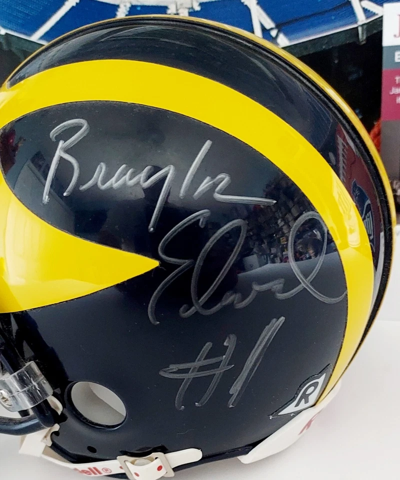 Braylon Edwards Signed Michigan Wolverines Mini-Helmet JSA COA - Image 2 of 4