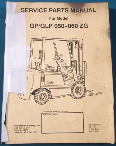 YALE GP-050-ZG GP-060-ZG GLP-050-ZG GLP-060-ZG FORKLIFT PARTS MANUAL CATALOG