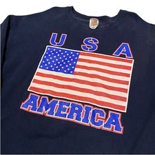 Vintage Men s USA American Flag Crewneck Sweater Sweatshirt 2XL XXL 90s Y2K