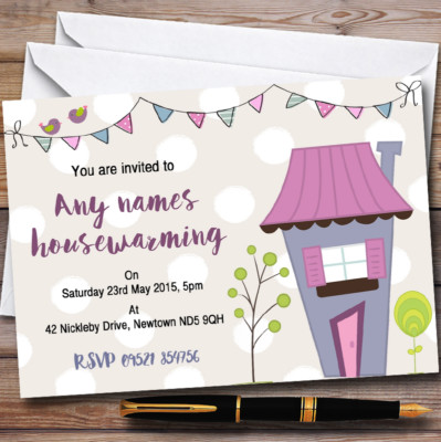 Dotty Bunting House Personalised Housewarming Party Invitations