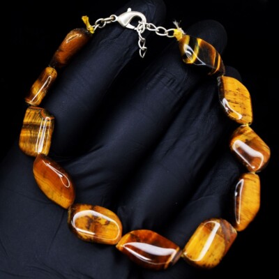 Most Brilliant Golden Tiger Eye 95.00 Cts  Beaded Stunning Bracelet VK 40  E588
