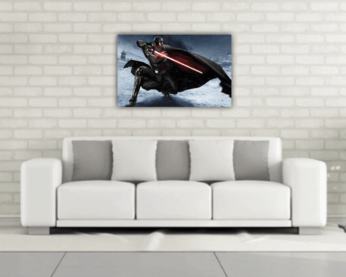 Star Wars Wanddekor bedruckt Leinwand Wandkunst massiv Kiefer Rahmen zum Aufhängen bereit - Bild 2 von 4