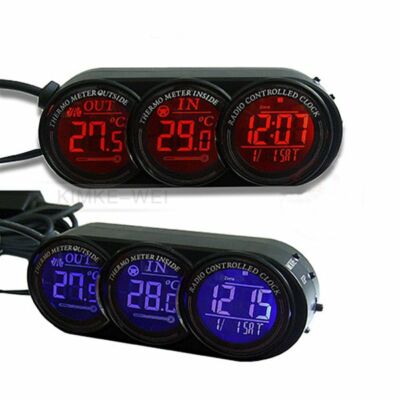 Auto Thermometer Innen/Aussen Digital Uhr Kalender Blau/Orange