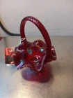 Fenton Red Basket  Twisted Handle