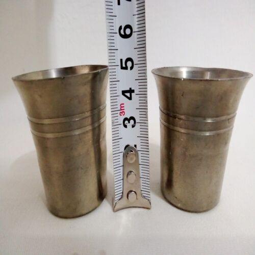 Grenningloh Vintage Pewter 95% Set 2 Liquor Vodka Cups Signed Germany 2" In Tall - Picture 9 of 10