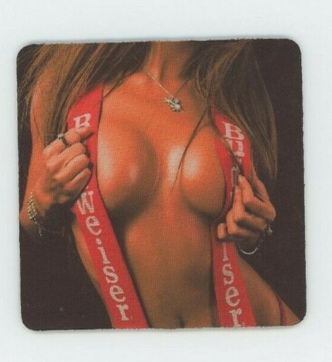 Budweiser Beer COASTER - Sexy Risque Suspenders Image - Bud Beir 