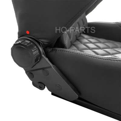 2 X TANAKA ALL BLACK PVC LEATHER RACING SEATS RECLINABLE
