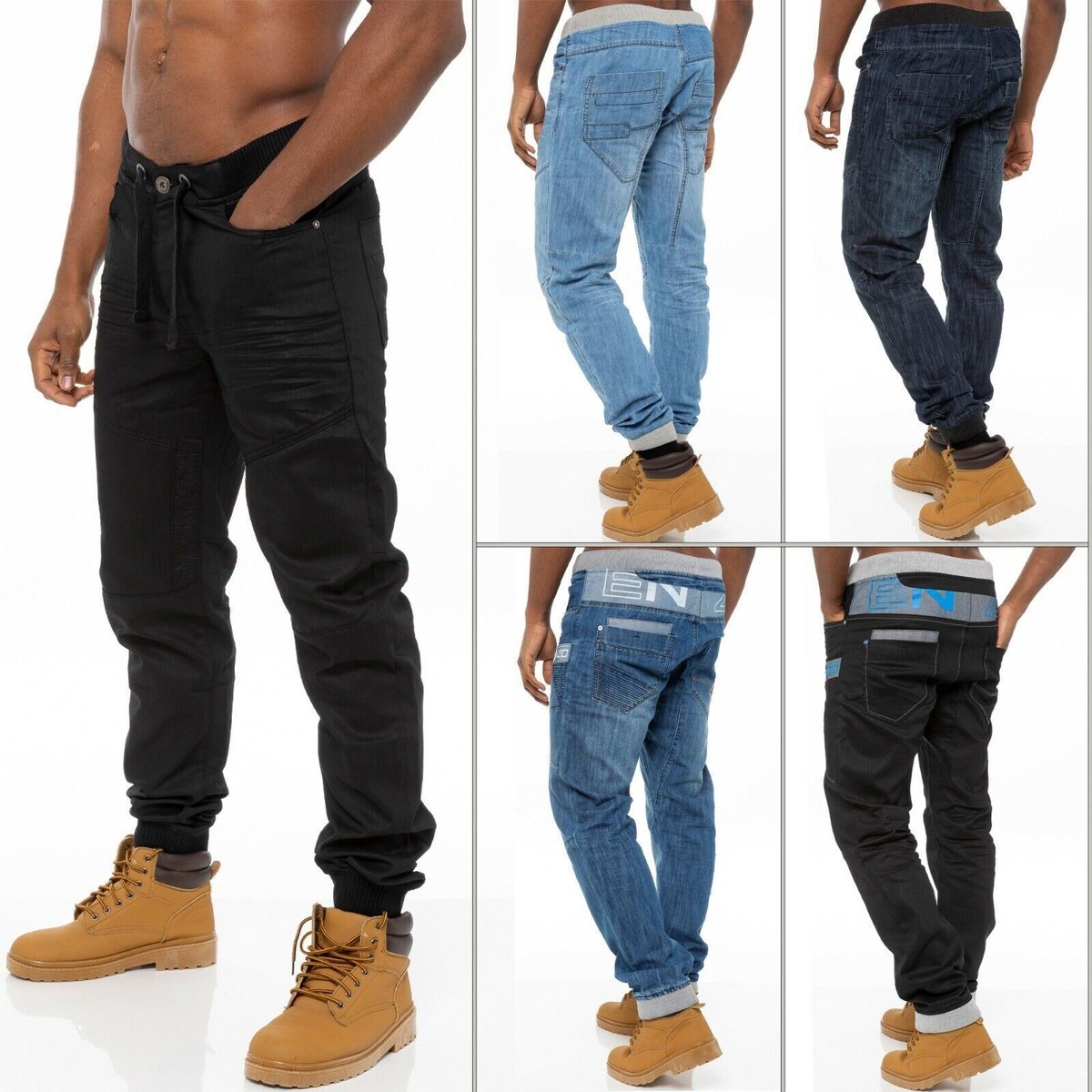 Enzo Mens Cuffed Jeans Designer Denim Joggers Pants Big King Enzo Mens Cuffed Jeans Designer Denim Joggers Pants Big King