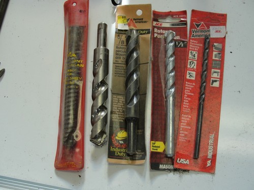 5 Pc Masonry Bit Tool Combo 4 New 1 Barely Used 1/4 1/2 5/8 3/4 5/8 - Picture 2 of 2