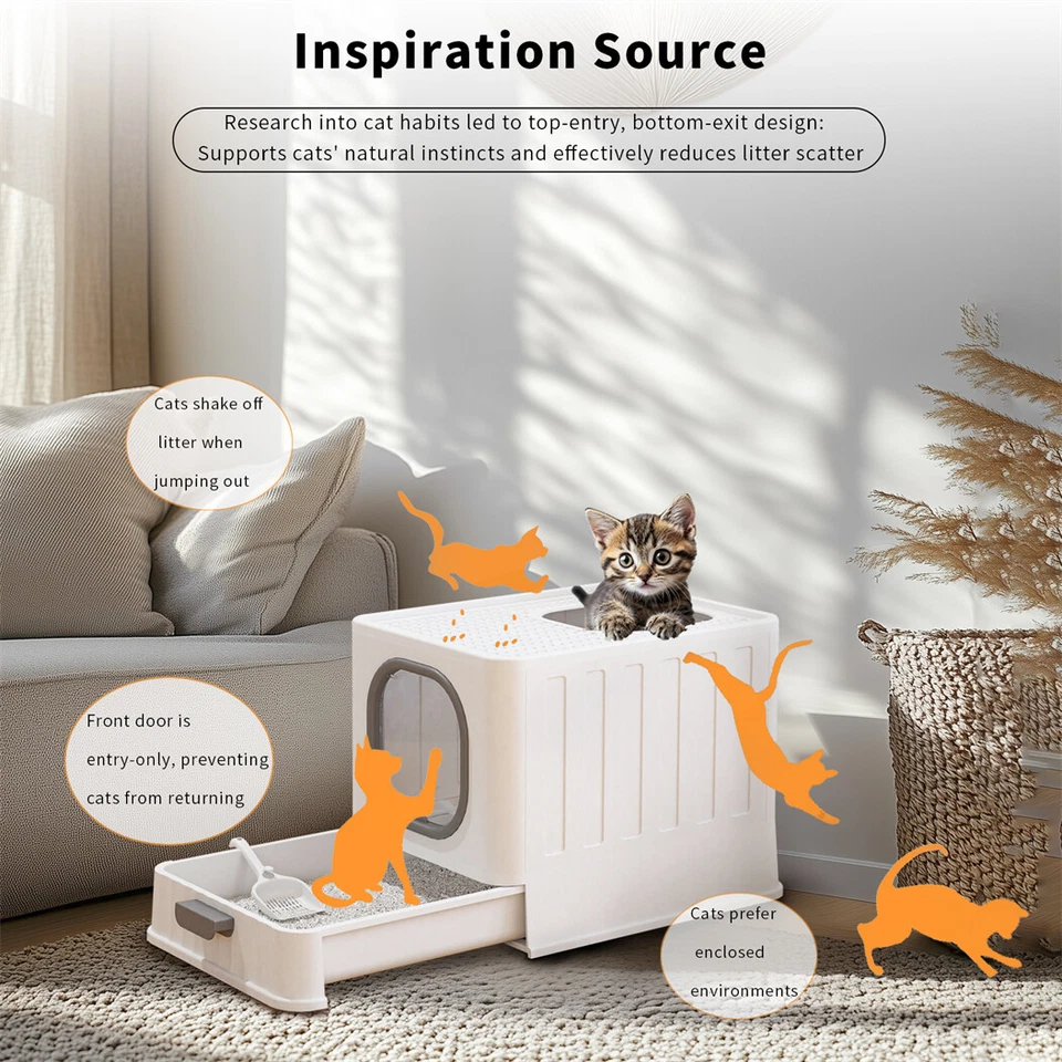 Katzentoilette Katzenklo XXL mit Hauben Toilette Katzen WC mit Deckel groß 50cm - Bild 3 von 4