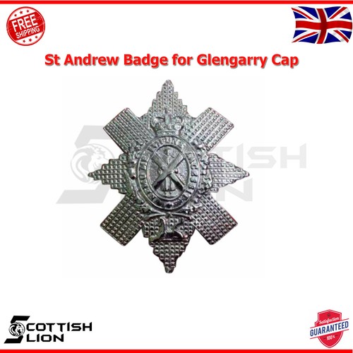 Glengarry Mütze Scottish Piper Bonnet Highland Scot Caps dreifach gewürfelt mit Abzeichen - Bild 4 von 4
